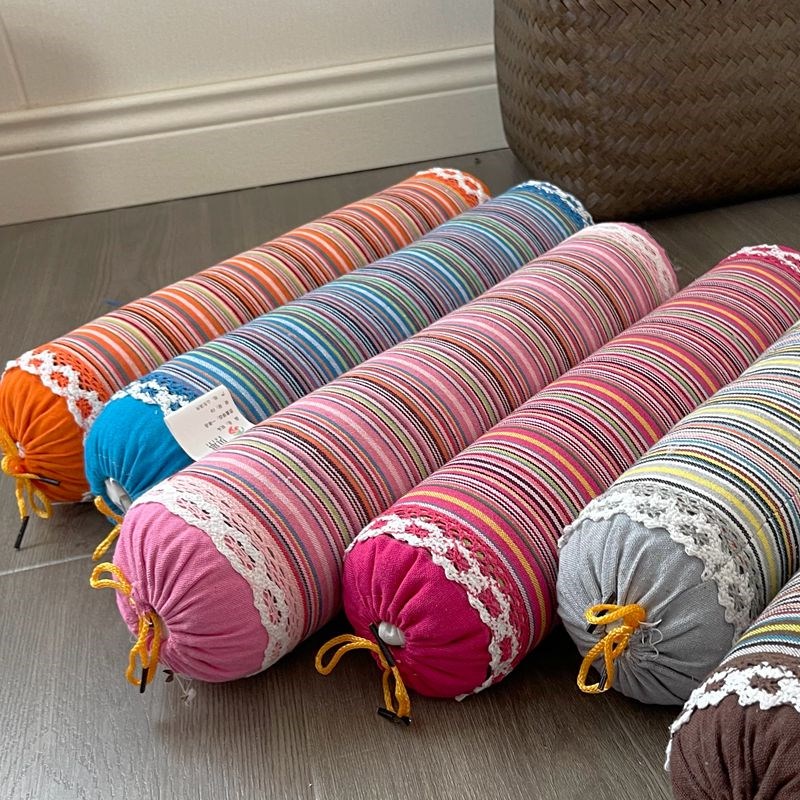荞麦枕糖果圆柱颈椎老粗布38x8cm床上用品助睡眠家用单人睡觉保健