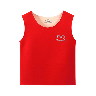 儿童德绒无痕背心保暖发热男童打底内穿加绒宝宝马甲女童秋冬内衣