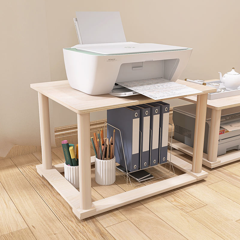 印表机置物架桌面架子电脑桌整理架办公室桌上双层收纳层架木质加
