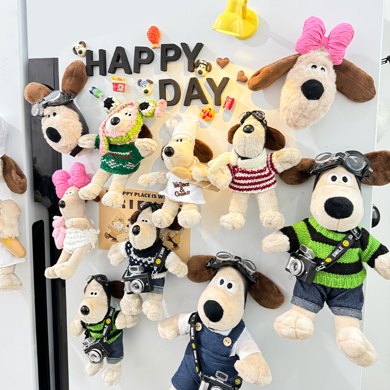 毛绒飞行掌门狗2023新款冰箱贴个性吸铁磁铁家居入户门洞洞板装饰