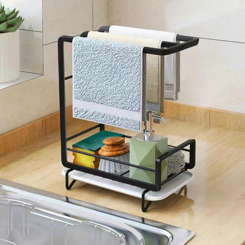 抹布架壁挂免打孔抹布沥水架厨房毛巾洗碗巾海绵收纳架置物架