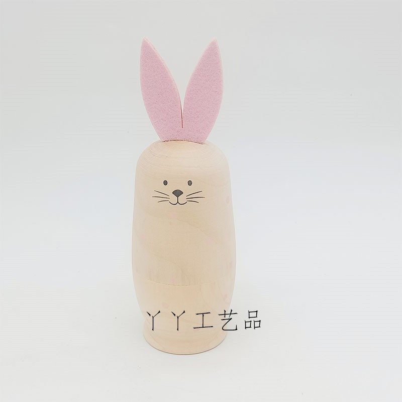 五层清色小白兔俄罗斯套娃圣诞生日礼物幼儿园教具木制工艺品摆饰
