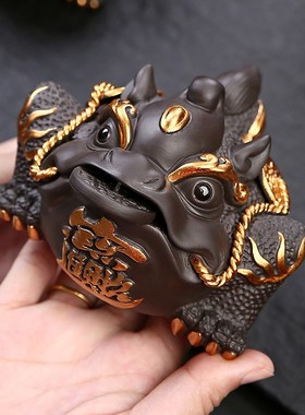 招财金蟾紫砂摆件家居装饰品手工客厅办公室桌面摆设精品茶宠茶玩