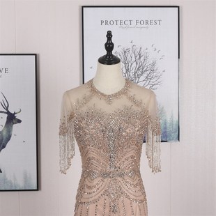 2020新款 显瘦奢华钉珠宴会裙演出裙 晚礼服年会晚会主持人长裙修身