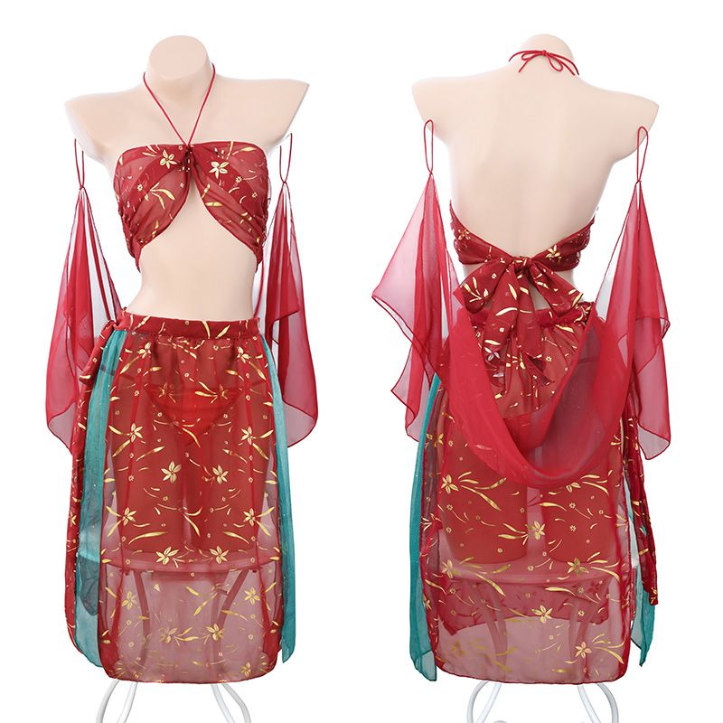 霏慕敦煌飞天舞姬异域套装夏季薄款透明披帛分片亮纱裙汉服女古装