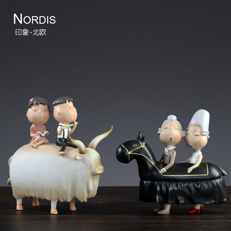 创意情侣骑毛驴新婚摆件结婚礼物婚房家居卧室装饰品轻奢情侣摆设