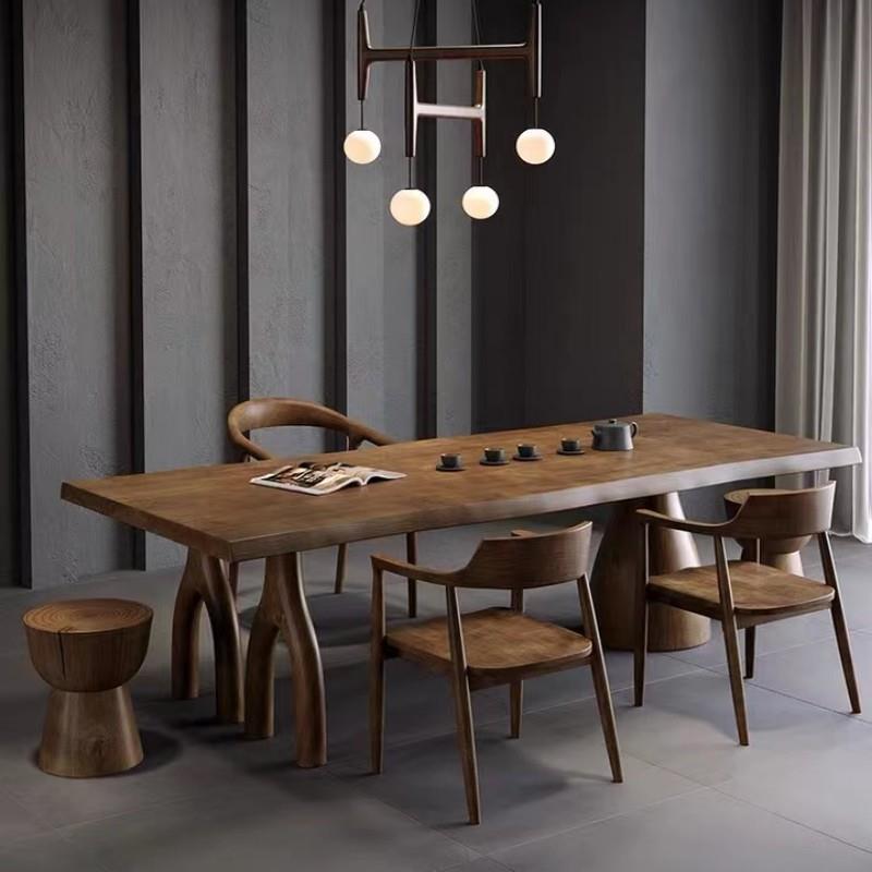 大气原实木茶桌椅组合接待洽谈会客家用阳台泡茶桌子复古方形茶几