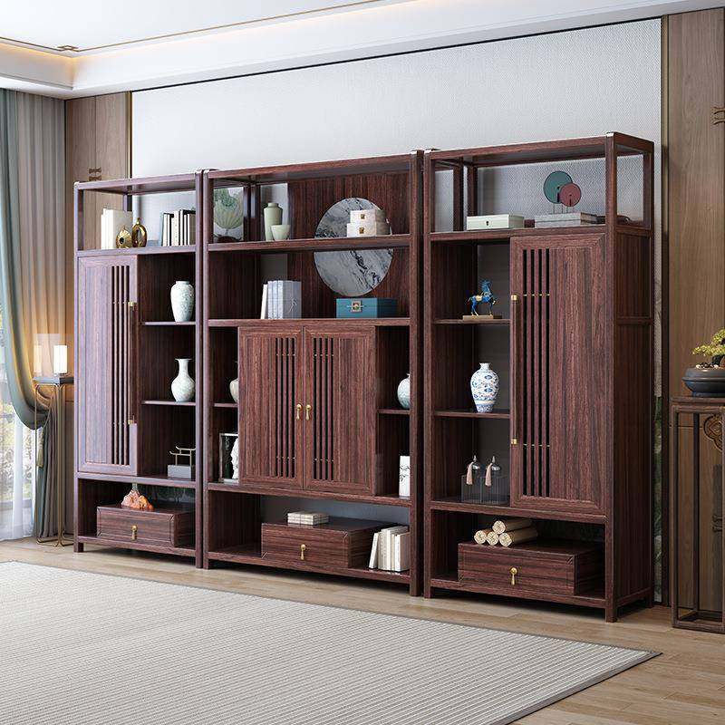 新中式乌金木博古架轻奢实木书柜书架组合柜书房摆件展示架置物架