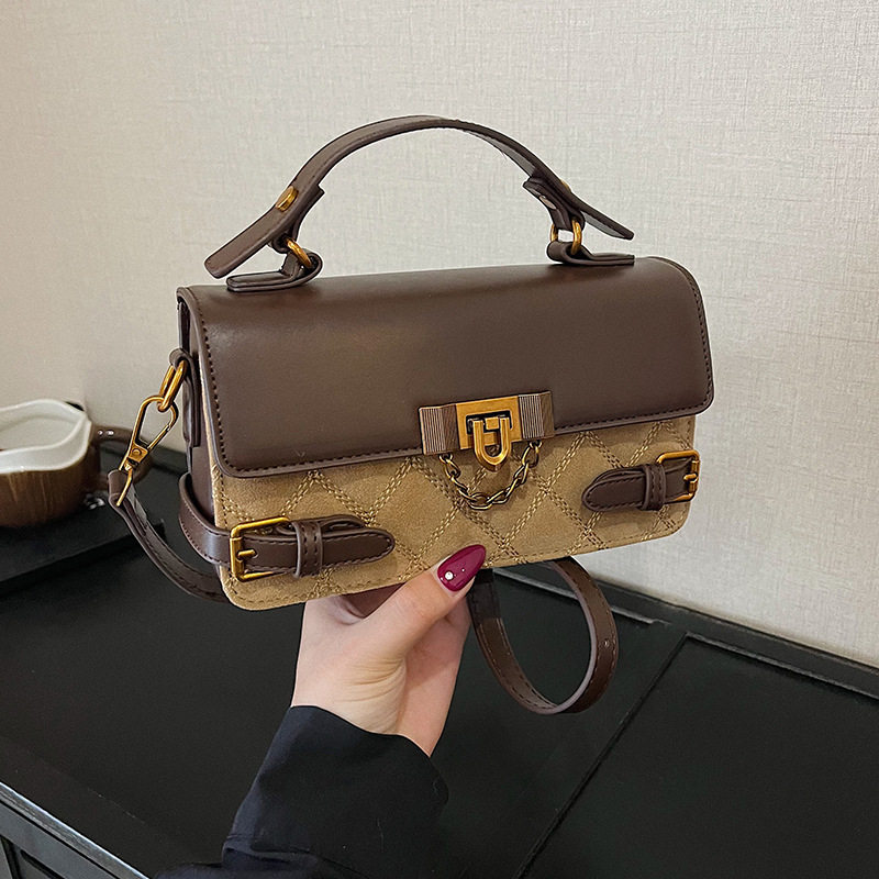 感包包女2025新款潮流时尚菱格拼接手提包百搭小众单肩斜挎包,箱包皮具/热销女包/男包,时尚帆布包,淘宝优惠券,粉丝福利购,淘宝优惠卷