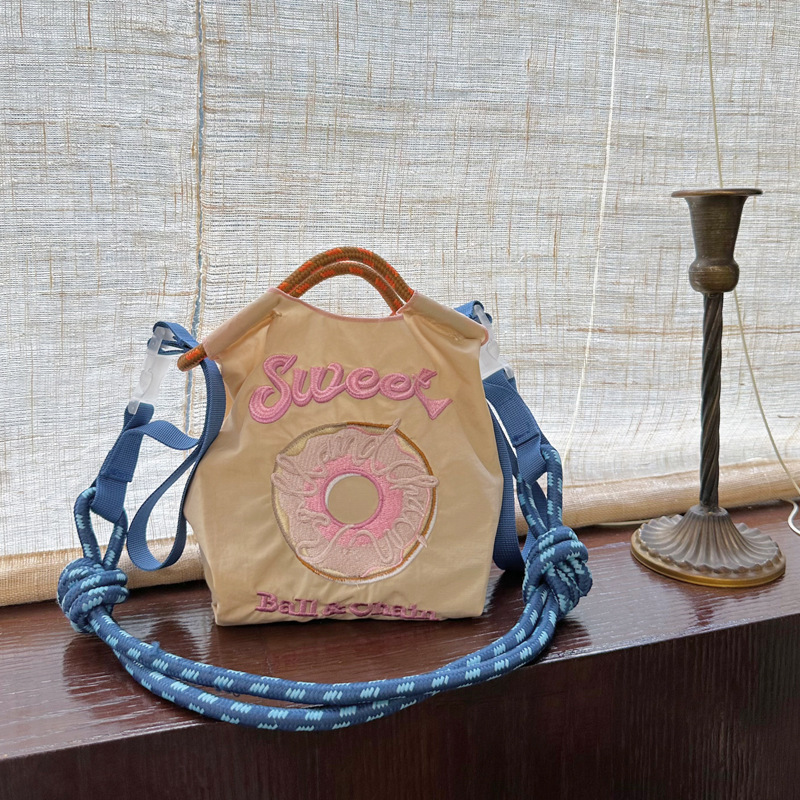 日系新款环保购物袋尼龙布刺绣女