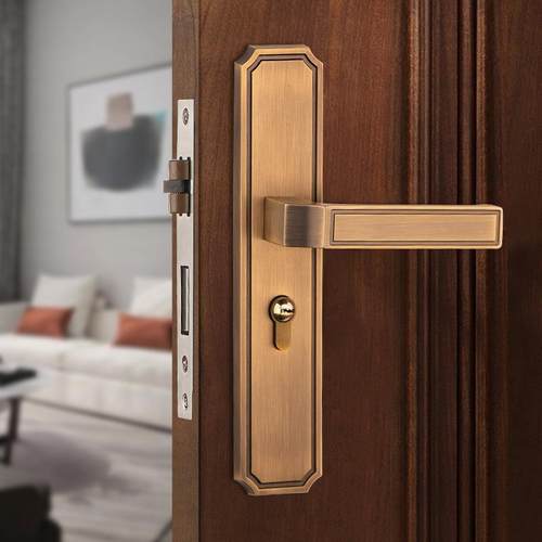 新中式门锁室内磁吸静音锌合金卧室实木家用门把手锁具