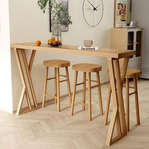 2025新款实木吧台桌家用阳台高脚桌靠窗轻奢窄条桌客厅边桌