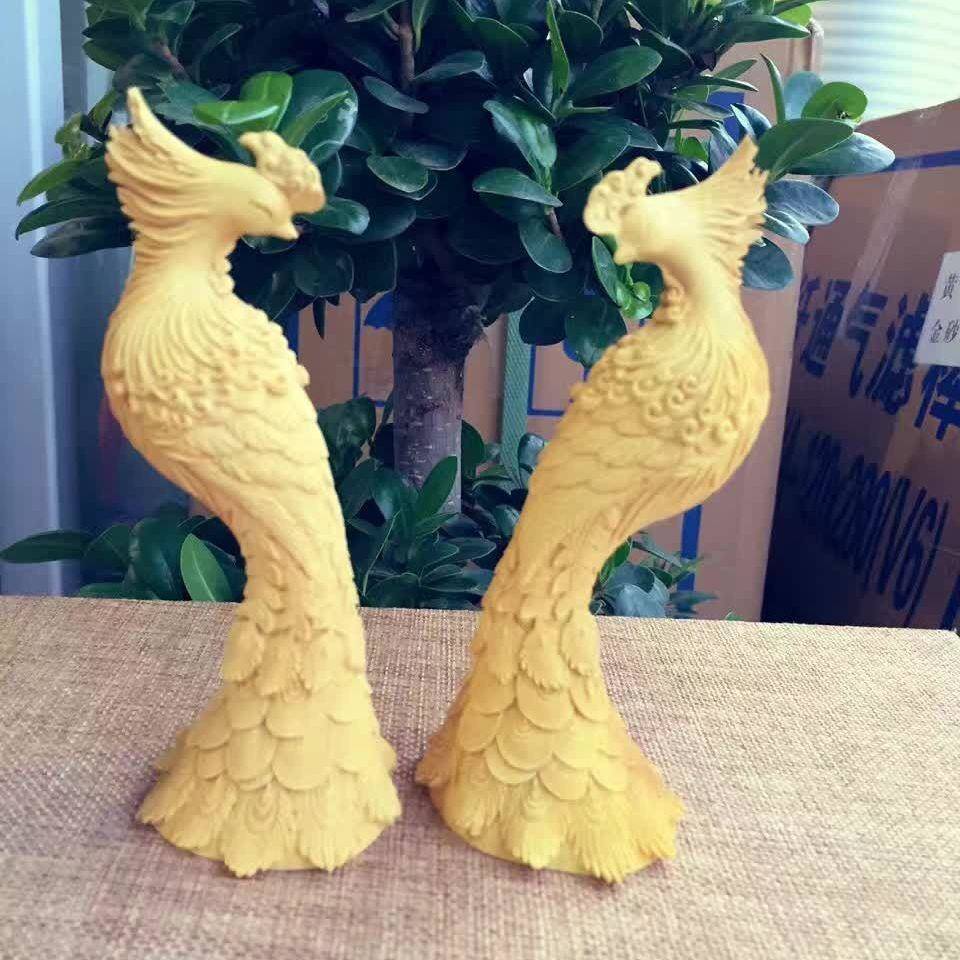 黄杨木雕精品实木家居办公室装饰雕刻工艺品动物小摆件孔雀