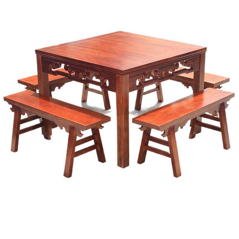 正方形桌子仿古八仙桌实木面馆餐馆饭店餐桌四方桌农家乐桌椅组合