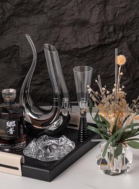 轻奢玻璃酒杯摆件样板间客厅茶几醒酒器托盘搭配组合现代桌面软装
