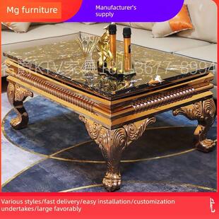 Ktv新欧式茶几不锈钢大理石茶几客厅家庭小公寓流行茶几2023型号