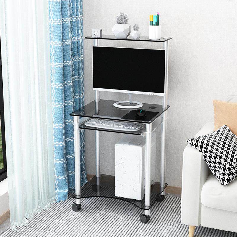 小型电脑桌家用小尺寸钢化玻璃可移动电脑桌台式桌简易学习桌书桌