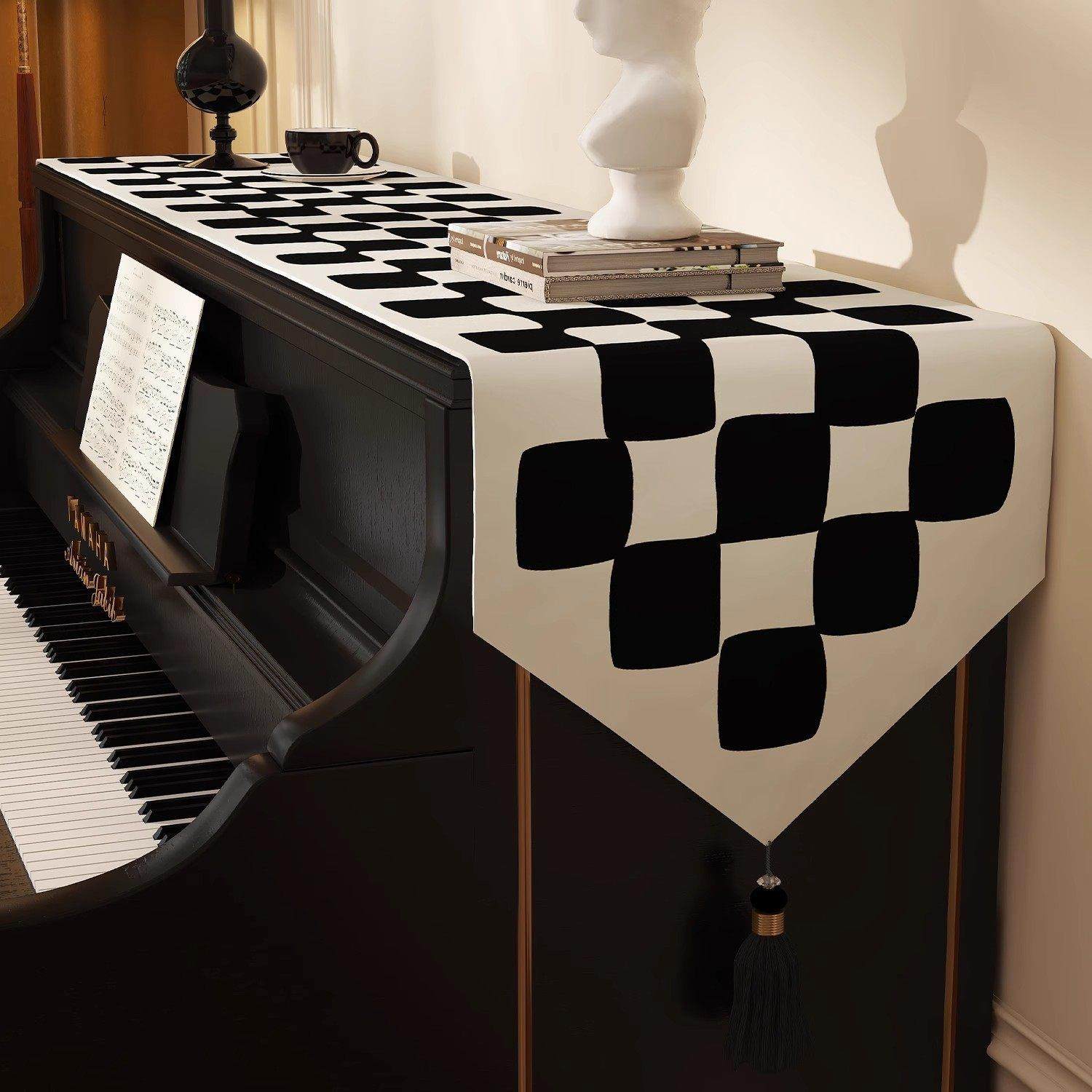 法式钢琴罩桌旗高档钢琴盖布轻奢高级感电子琴防尘琴罩半包遮盖布