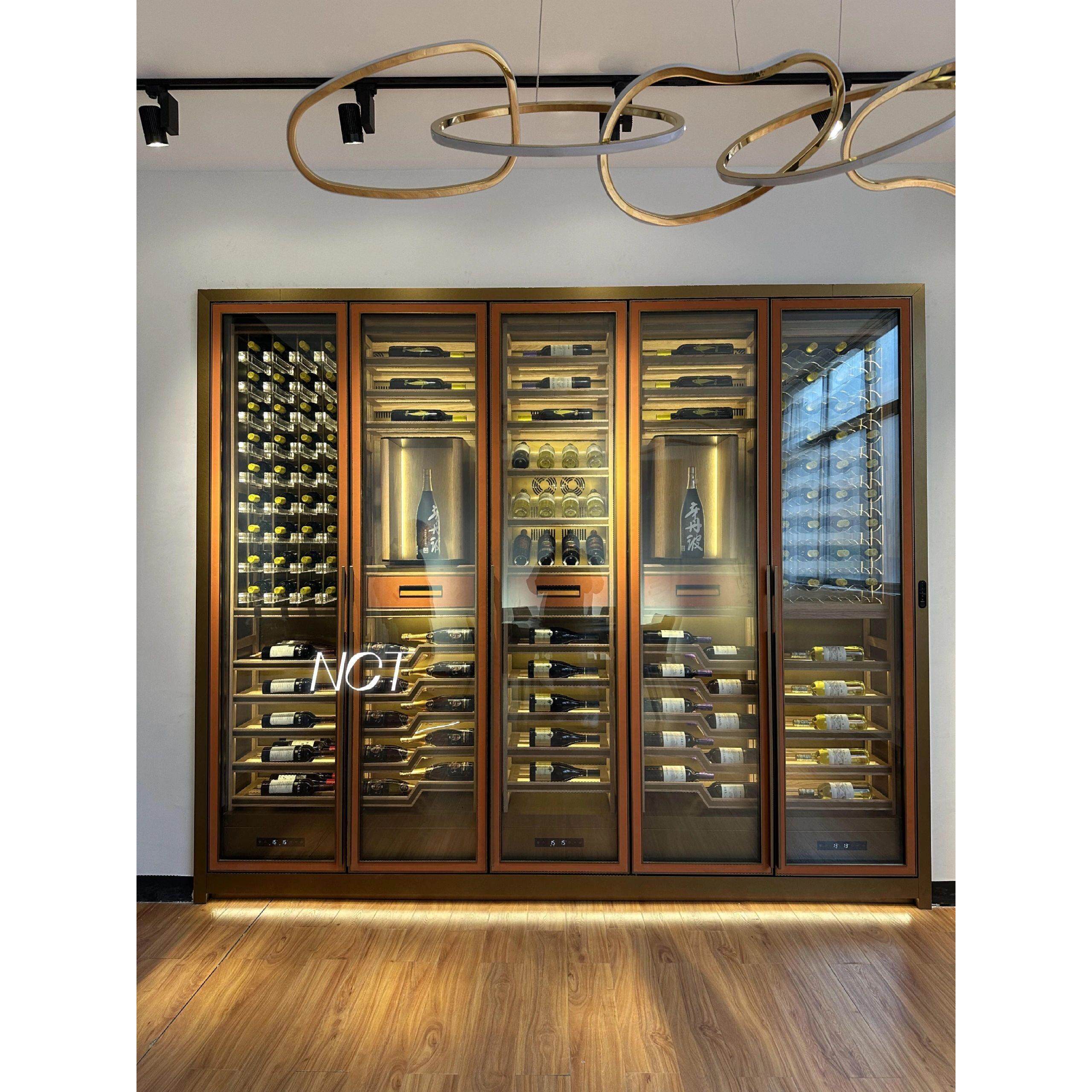 不锈钢酒柜红酒柜恒温酒柜酒窖餐厅酒吧展示柜高端别墅酒柜定制