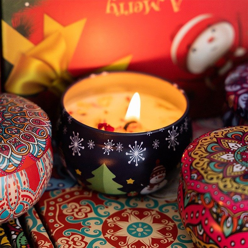 2025年热销植物香薰蜡烛婚庆伴侣干花大豆蜡烛精油套装