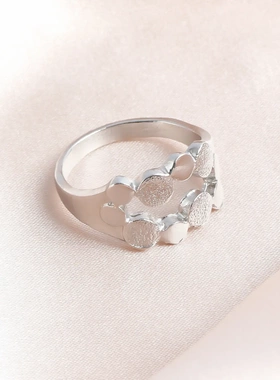 欧美饰品 网红轻奢高级感几何圆形波鳞纹戒指 小众金属风指环