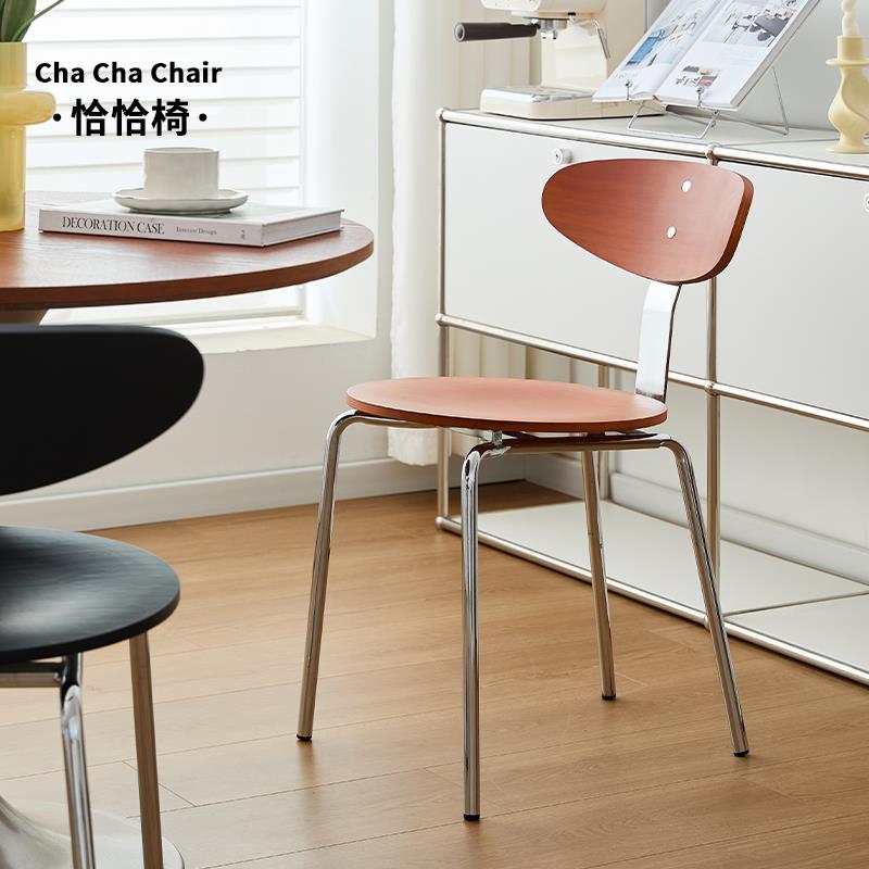 北欧创意家用餐椅实木中古书桌靠背椅小户型咖啡厅餐桌椅洽谈凳子