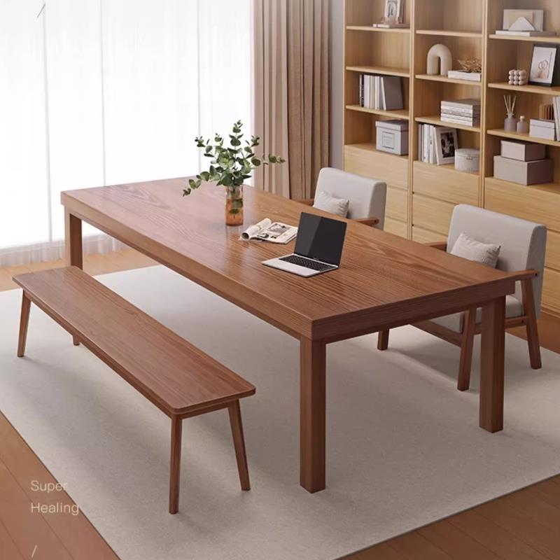 客厅大长书桌家用去客厅化大板桌双人学习桌子实木腿电脑桌工作台