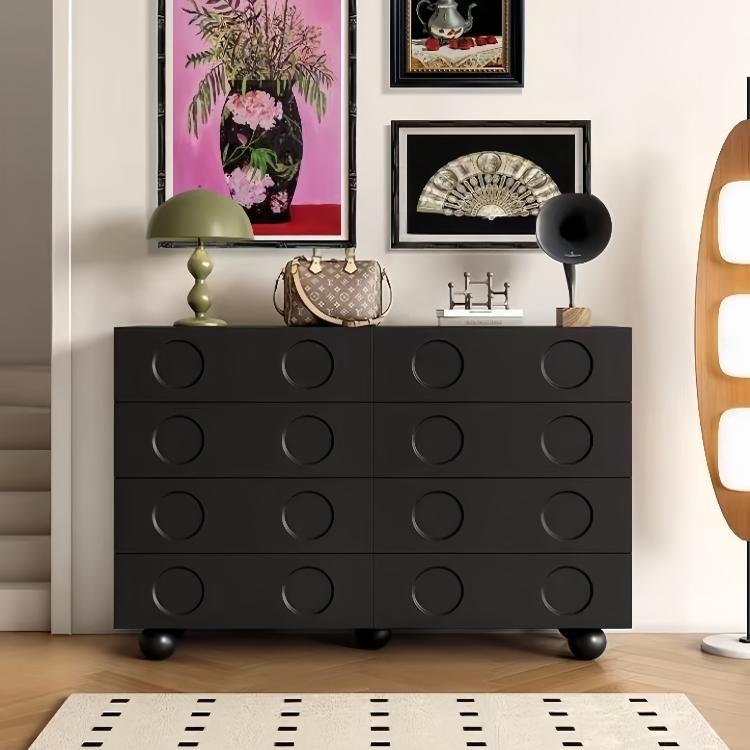 黑色极简八斗柜卧室床尾收纳储物柜斗柜客厅玄关柜电视沙发边柜