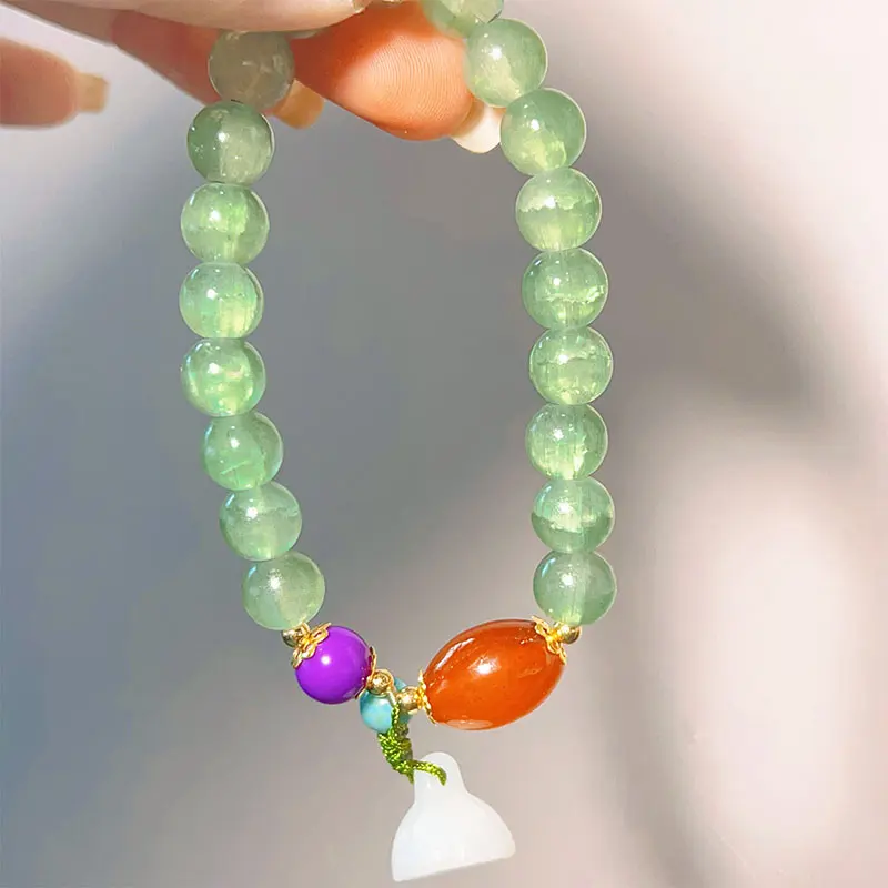 爆花裂纹翡翠莲蓬手链新中式高级感串珠手串手饰清冷古风义乌配饰