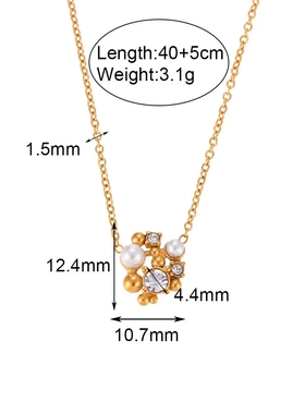 欧美ins时尚简约异形水钻珍珠花朵耳钉不锈钢镀18k个性项坠项链