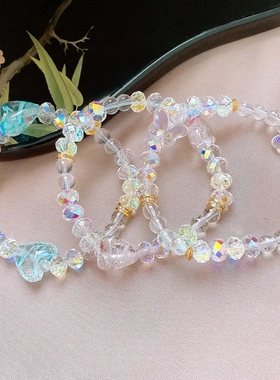琉璃锆石爱心串珠手链女夏日小清新甜美手串时尚百搭个性手饰
