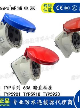 WEIPU威浦工业插头63A 3.4.5芯暗直插座 TYP5901 5918 5923 IP44