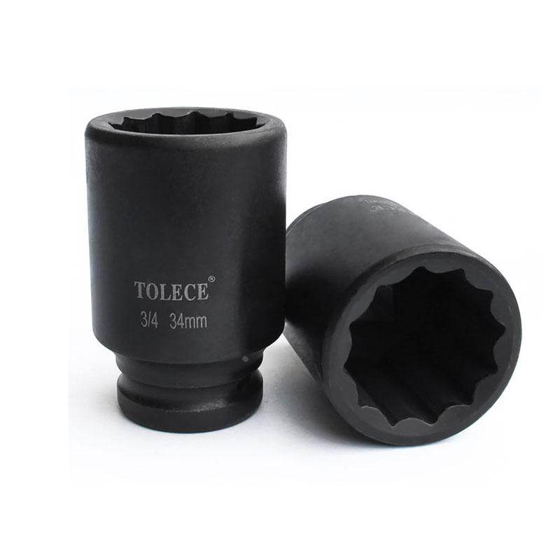 重型梅花套筒3/4加长型12角中风炮弯接杆扳手气动套头工具17-50mm