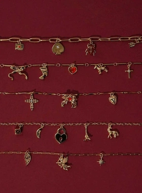 钛钢小吊坠项链女 爱心太阳十字架锆石项链靴子手链女