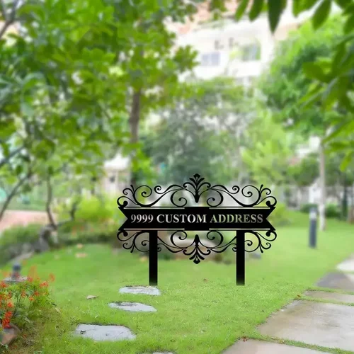 铁艺多功能金属地址牌 个性化门牌号码与街道牌匾适用于户外装饰