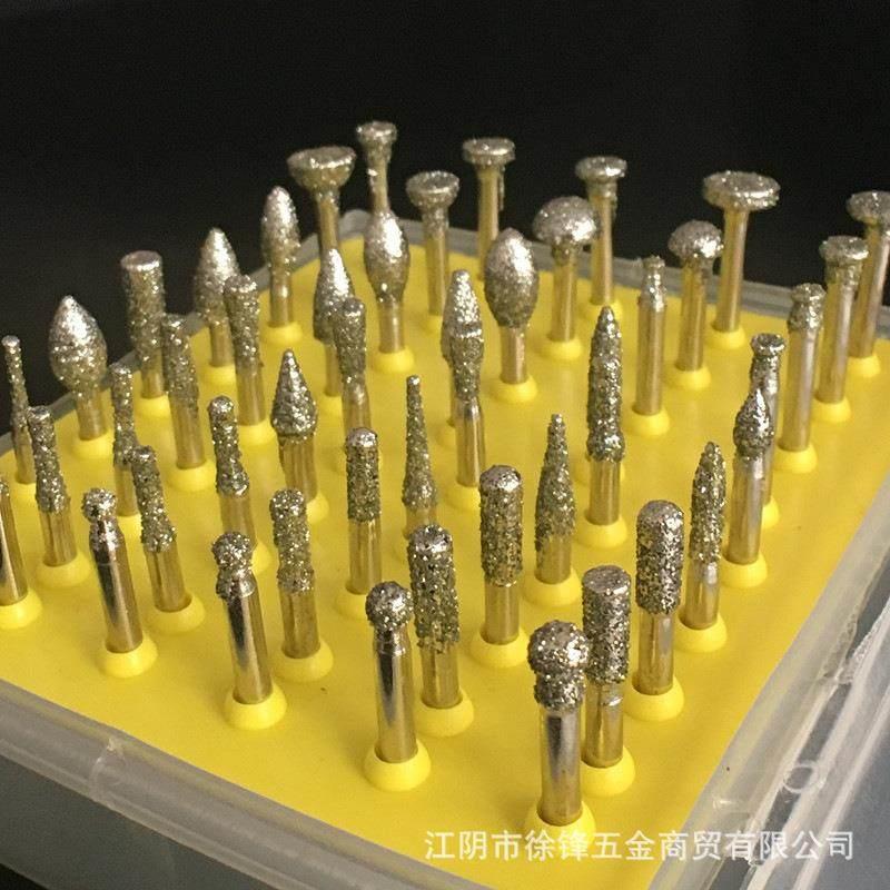 金刚石磨头刀头5电0镀子混3*50子装装小头46目粗砂柄直径3毫米石