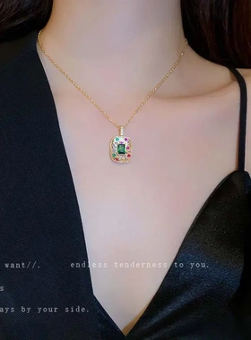 真金电镀锆石花朵流苏项链法式小众时尚锁骨链高级感个性项饰