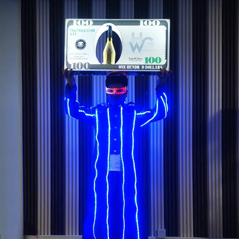 欧美led发光香槟酒座logo手举酒架美元手举牌酒吧出酒道具v