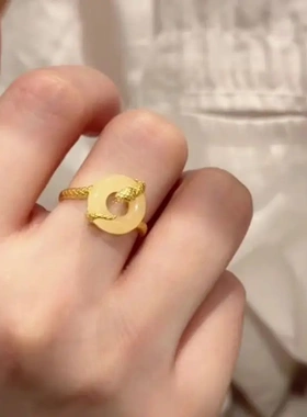 新款复古小灵蛇缠绕平安扣戒指高级感蛇年本命年小众设计尾戒戒指