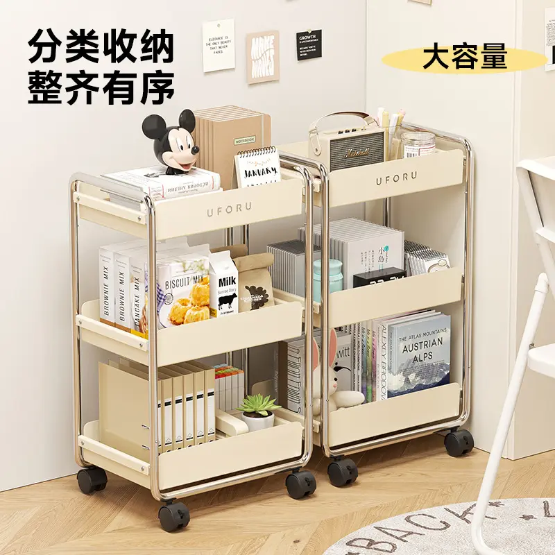 置物架小推车学生教室可移动书架办公室桌下多层带轮可移动收纳架