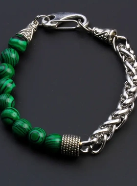 男士虎石手链不锈钢直供欧美热卖串珠手串货源