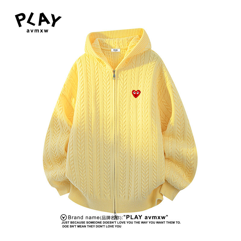 PLAY AVMXW  官方连帽针织衫秋冬季新款男女同款肌理感麦穗纹毛衣,男装,针织衫/毛衣,淘宝优惠券,粉丝福利购,淘宝优惠卷