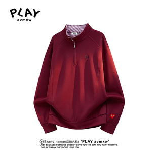 卫衣秋冬季 官方长袖 新款 情侣款 宽松拼接上衣 PLAY 潮牌时尚 AVMXW
