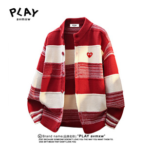 PLAY AVMXW 官方开衫针织衫秋冬季新款情侣同款潮牌时尚条纹外套