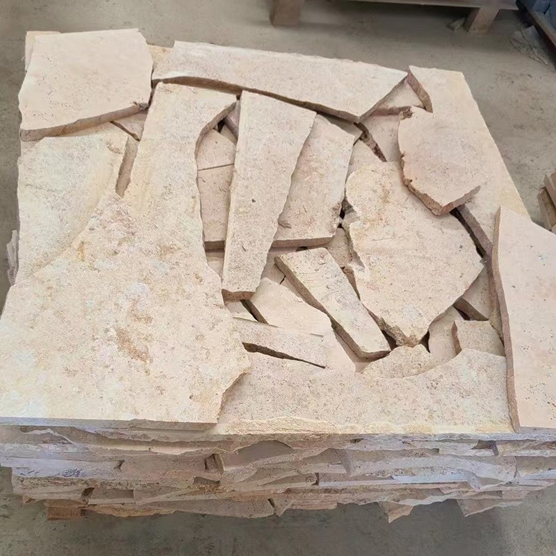 莱姆石自然面石皮 室内外墙地面仿古做旧石材 广场户外铺路石