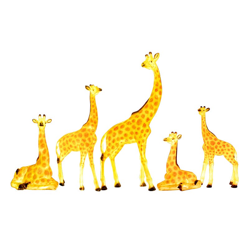 玻璃钢雕塑仿真发光长颈鹿灯花园草坪灯大型动物灯园林户外景观灯