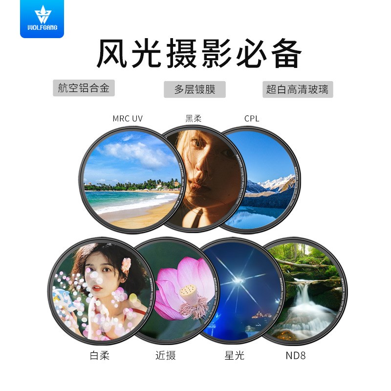 沃尔夫冈酷影ND8减光镜中灰镜 67/77/40.5/49/55/58/82mm相机滤镜