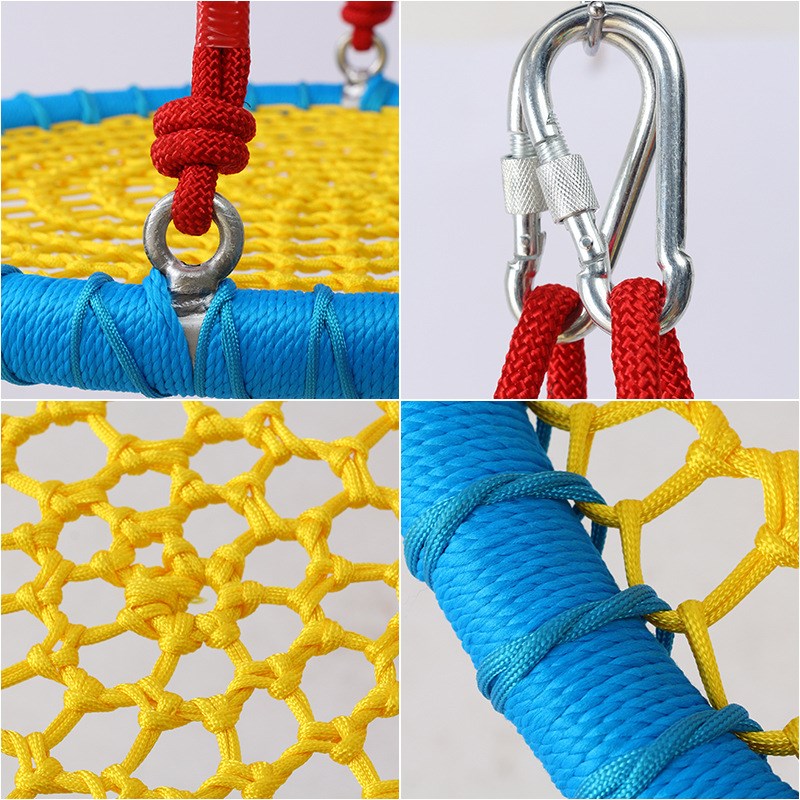 儿童圆盘秋千户外室内圆形网绳彩色鸟巢吊椅摇篮网红秋千