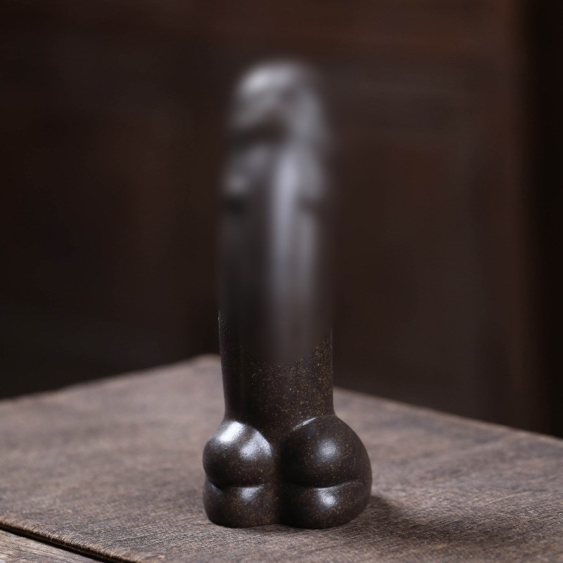 宜兴紫砂茶宠耀武扬威雕塑笔架摆件逼真一柱擎天男根收藏趣味摆设