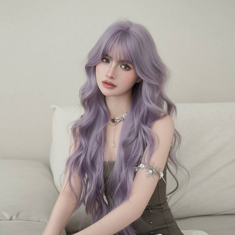 七街皇后假发女全头套长卷发灰紫色化纤仿真优质大波浪整顶假发